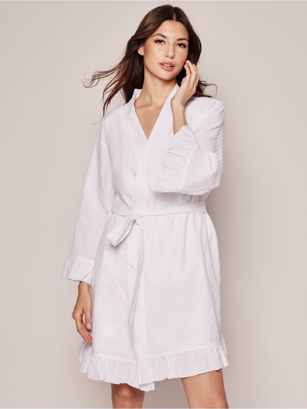 Petite Plume White Swiss Dots Robe XS